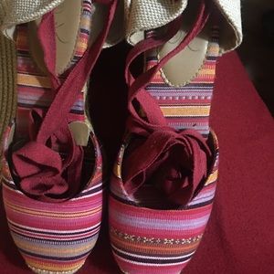 Multi Striped colorful spring/summer wrap sandals